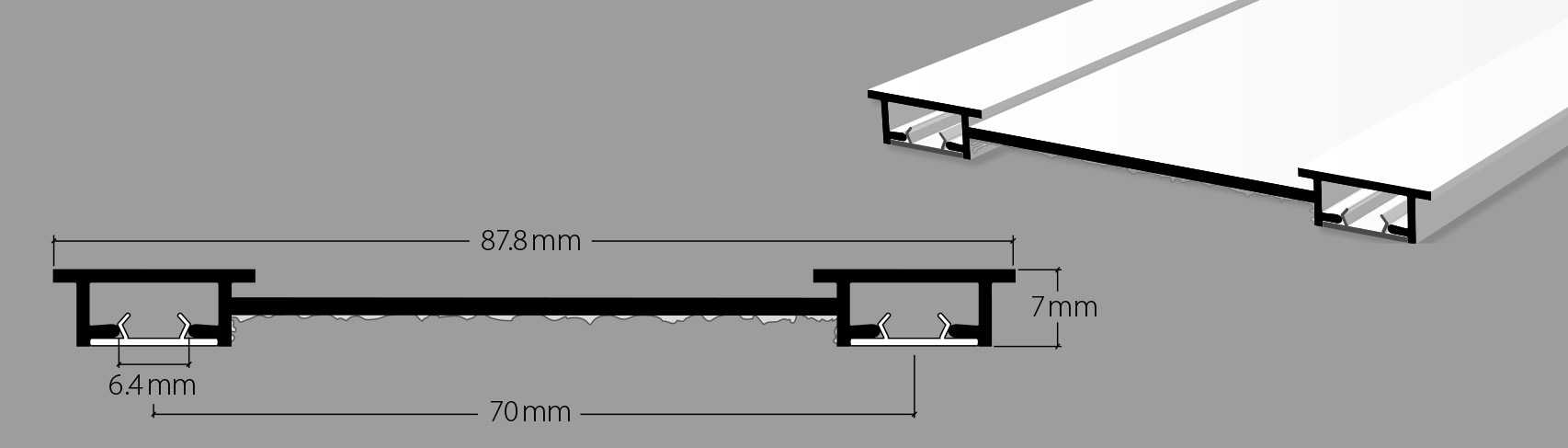 Unterputz-Vorhangprofilsystem, 2-läufig, 4m